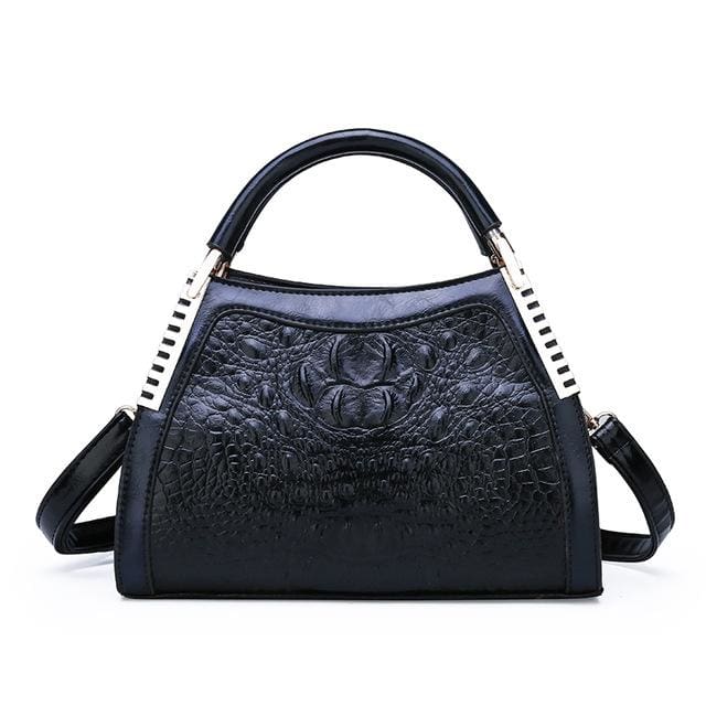 Women Bags Designer Fashion Crocodile Pattern - Black One - Canvas_Tote_2020