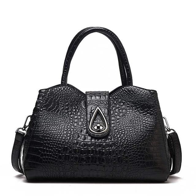 Women Bags Designer Fashion Crocodile Pattern - Black Three - Canvas_Tote_2020
