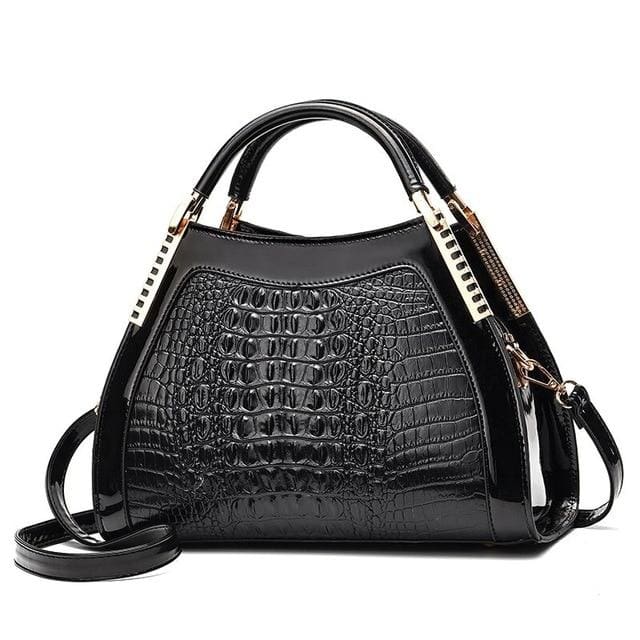 Women Bags Designer Fashion Crocodile Pattern - Black Two - Canvas_Tote_2020