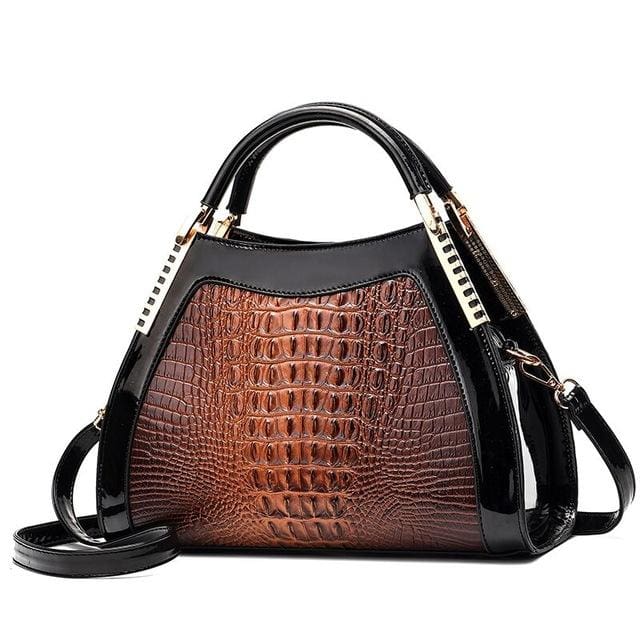 Women Bags Designer Fashion Crocodile Pattern - Brown Two - Canvas_Tote_2020