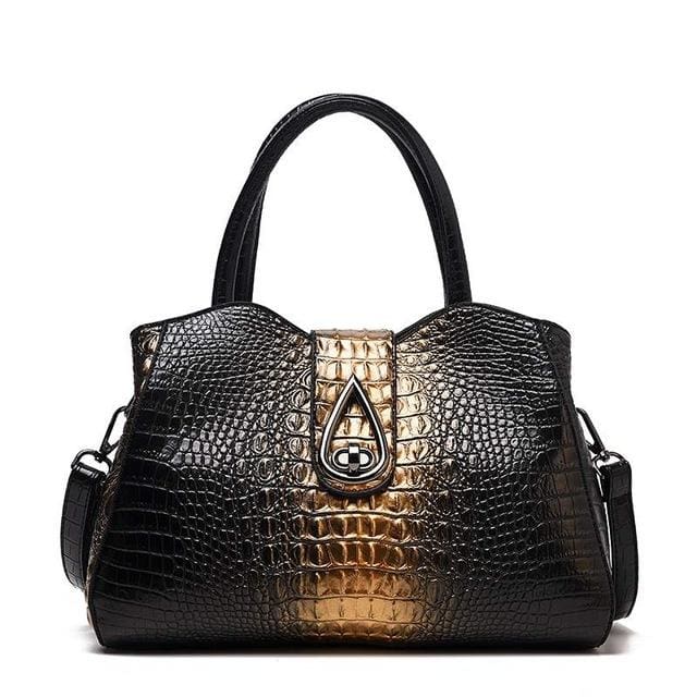 Women Bags Designer Fashion Crocodile Pattern - Gold Three - Canvas_Tote_2020