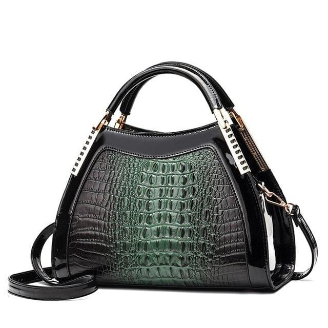 Women Bags Designer Fashion Crocodile Pattern - Green Two - Canvas_Tote_2020
