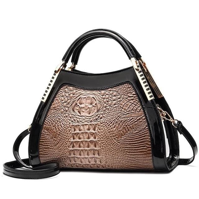 Women Bags Designer Fashion Crocodile Pattern - Khaki Two - Canvas_Tote_2020