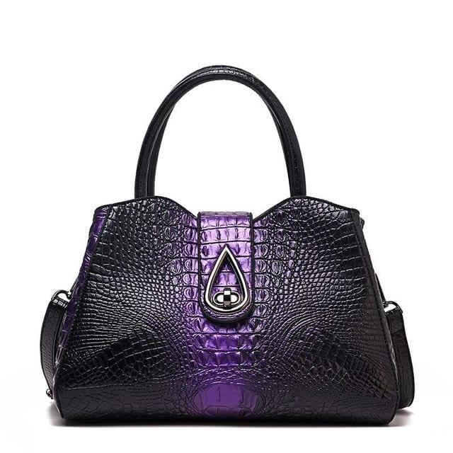 Women Bags Designer Fashion Crocodile Pattern - Purple Three - Canvas_Tote_2020