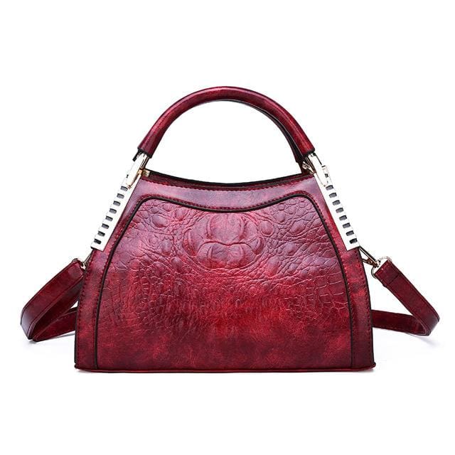 Women Bags Designer Fashion Crocodile Pattern - Red One - Canvas_Tote_2020