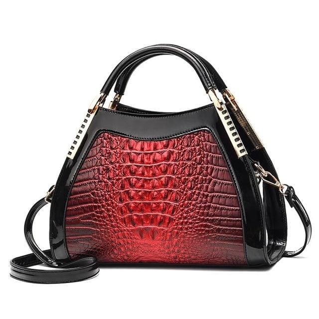 Women Bags Designer Fashion Crocodile Pattern - Red Two - Canvas_Tote_2020