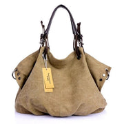 Women canvas messenger crossbody bags tote - Khaki - Canvas_Tote_2020