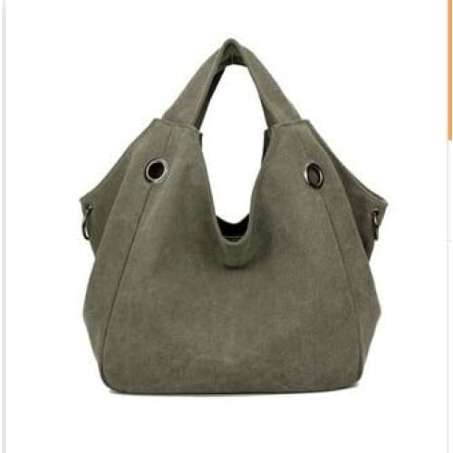 Women solid shoulder bag canvas - Army Green - Canvas_Tote_2020