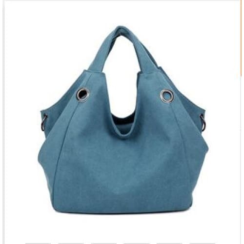 Women solid shoulder bag canvas - blue - Canvas_Tote_2020