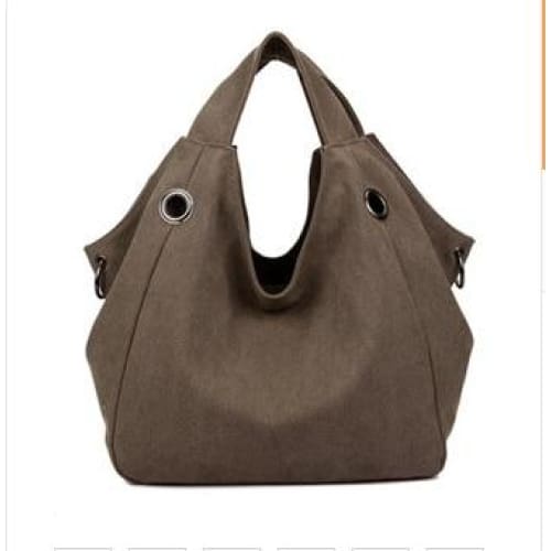 Women solid shoulder bag canvas - coffee - Canvas_Tote_2020