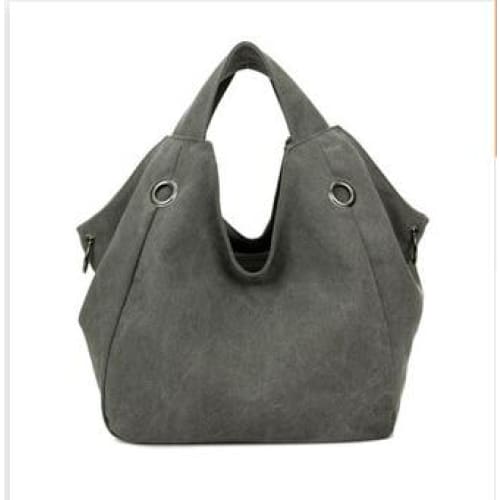 Women solid shoulder bag canvas - grey - Canvas_Tote_2020