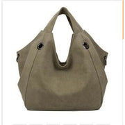 Women solid shoulder bag canvas - khaki - Canvas_Tote_2020