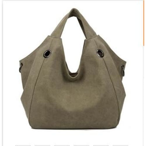 Women solid shoulder bag canvas - khaki - Canvas_Tote_2020