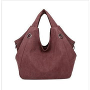 Women solid shoulder bag canvas - wine red - Canvas_Tote_2020