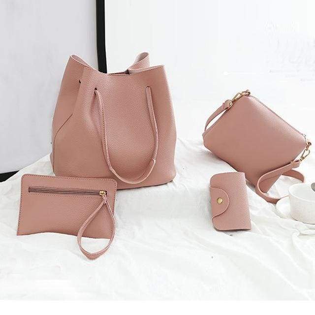 Women unique pattern leather 4pcs - Handbags