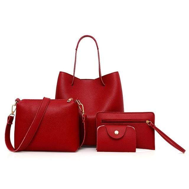 Women unique pattern leather 4pcs - Handbags